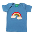 Short-sleeved t-shirt- blue rainbow appliqué