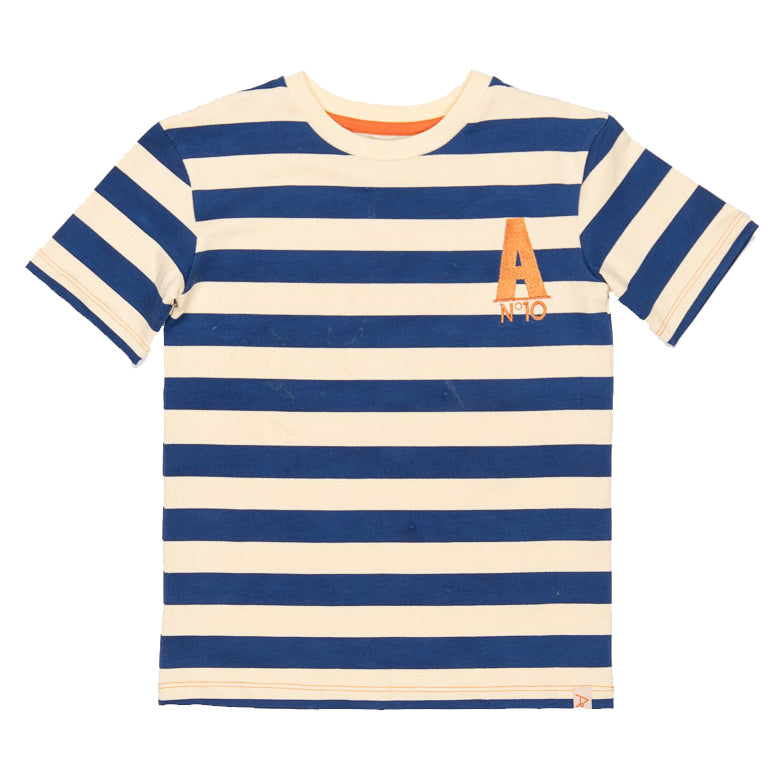 Surfing around t-shirt- true blue stripes: Size 2Y