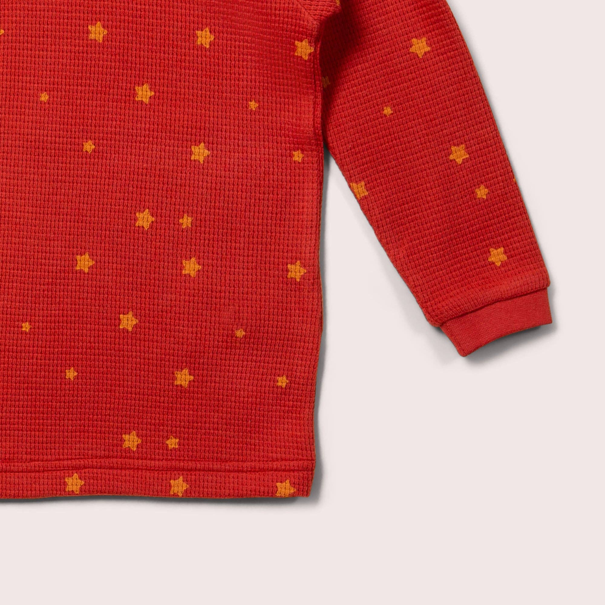 Waffle long-sleeved button top- hazelnut stars