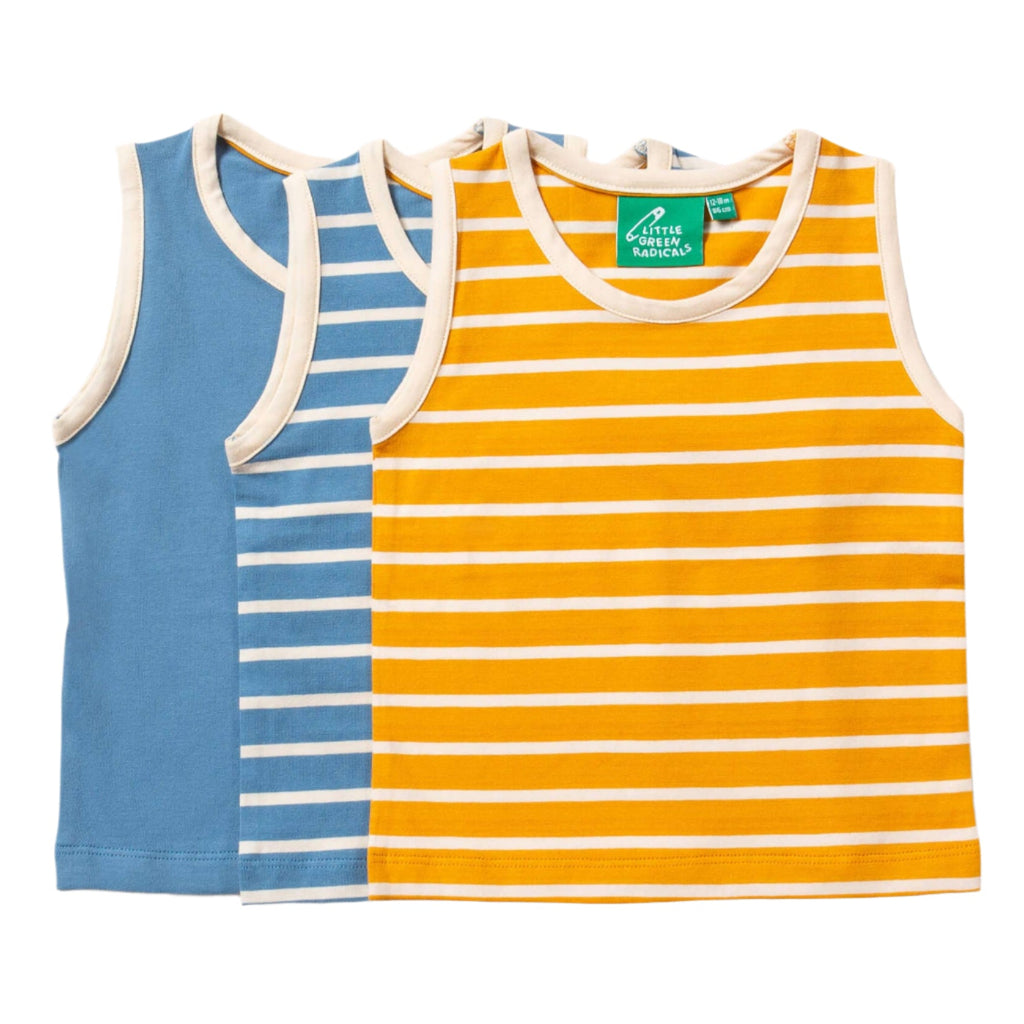 Tank top 3-pack- blue/gold stripe