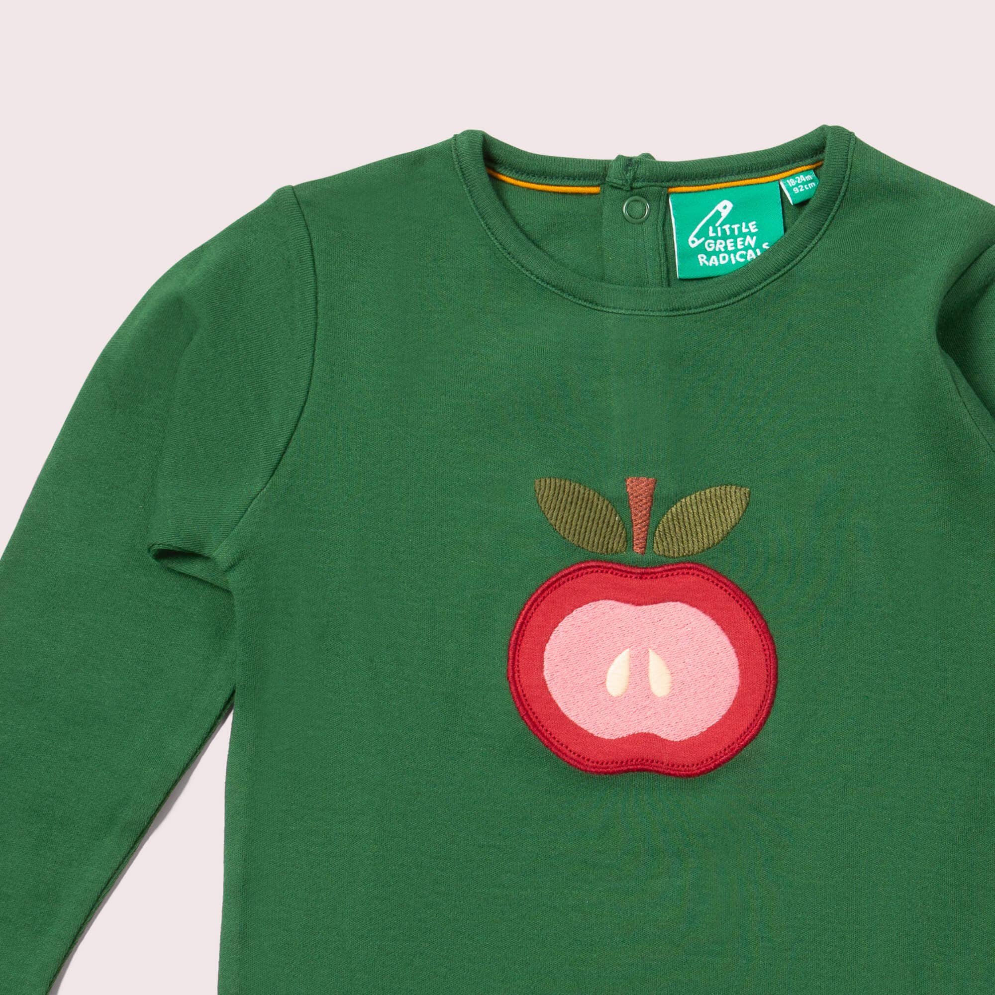 Long sleeved t-shirt- red apple appliqué