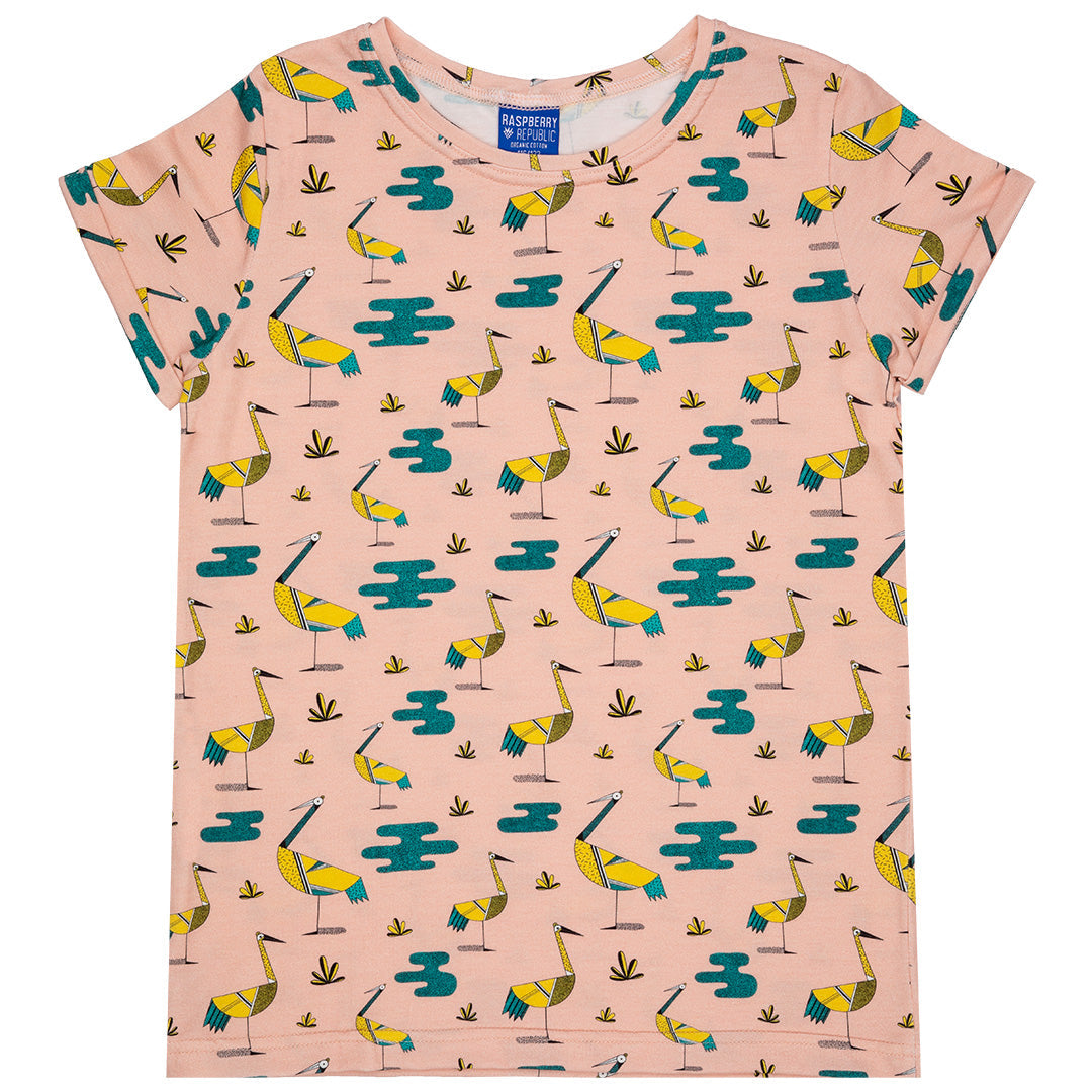 Short sleeve t-shirt- crane lake: Size 2-3Y