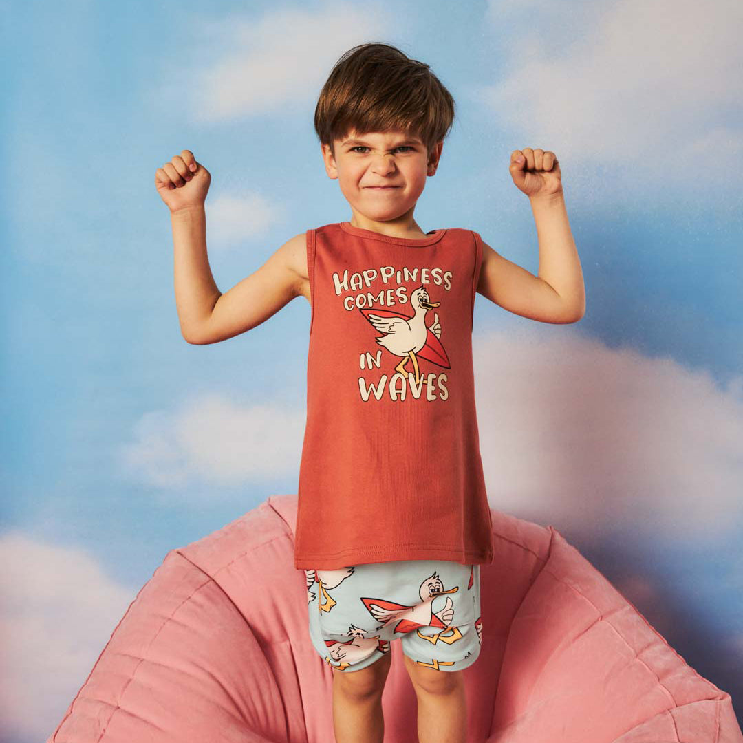 Ribbed tank top- surfing duck