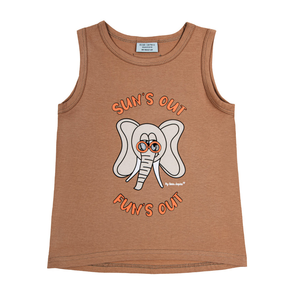 Ribbed tank top- elephant beige