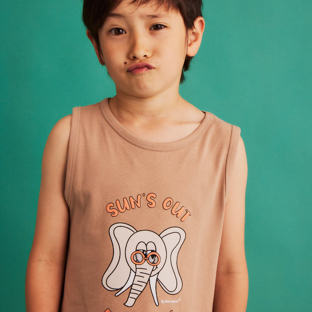 Ribbed tank top- elephant beige