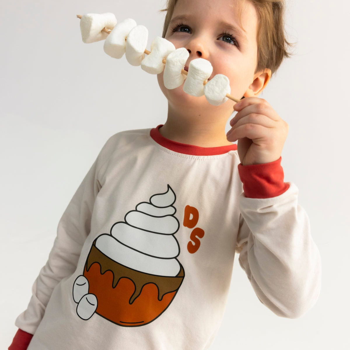 Long sleeved top- hot chocolate, off-white