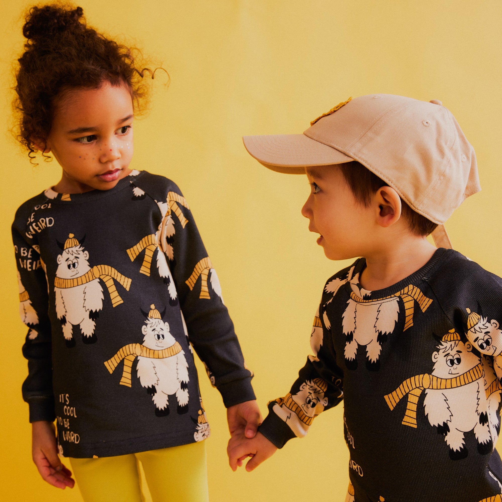 Ribbed long sleeved top- dark yeti: Size 1-2Y