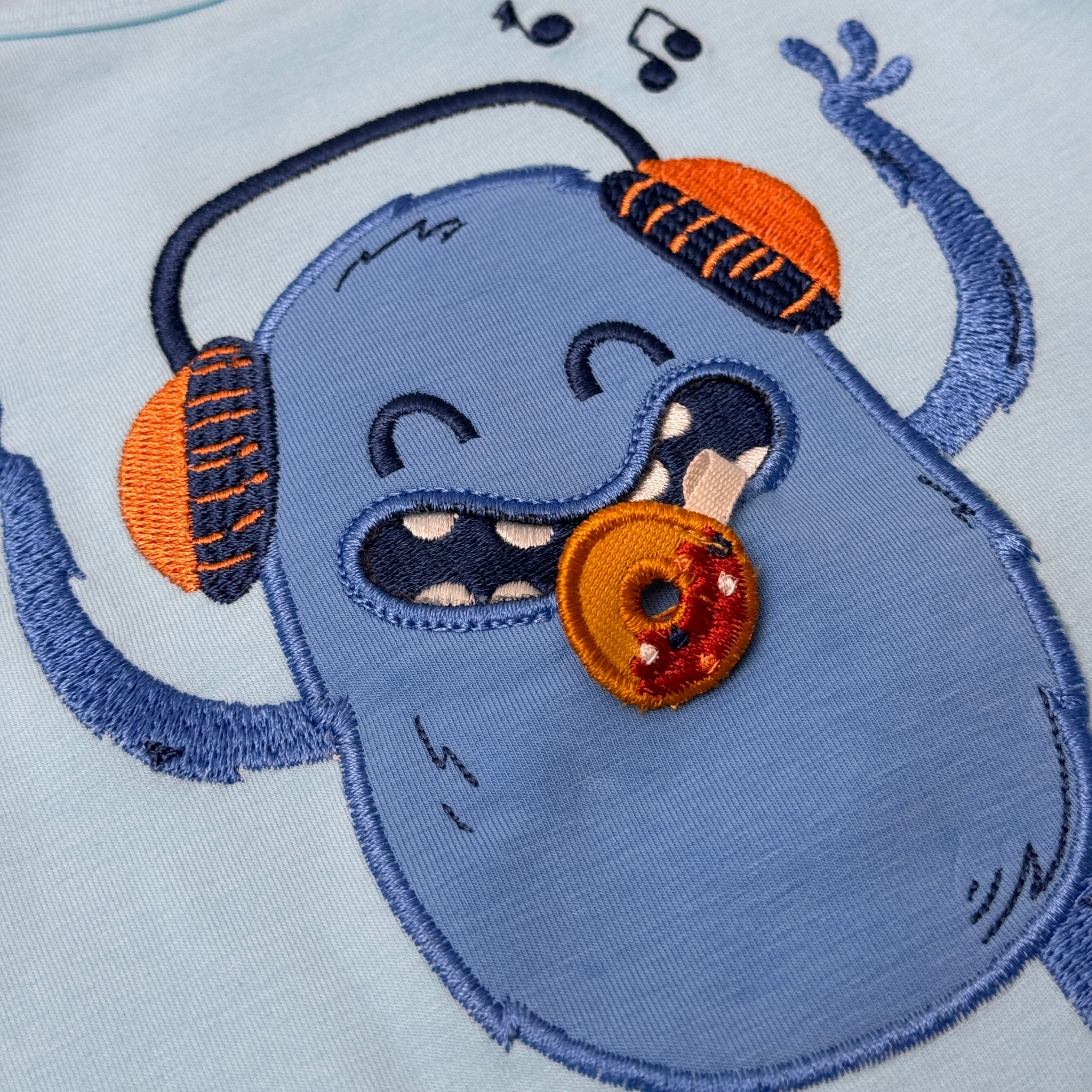 Long sleeved top- donut monster appliqué