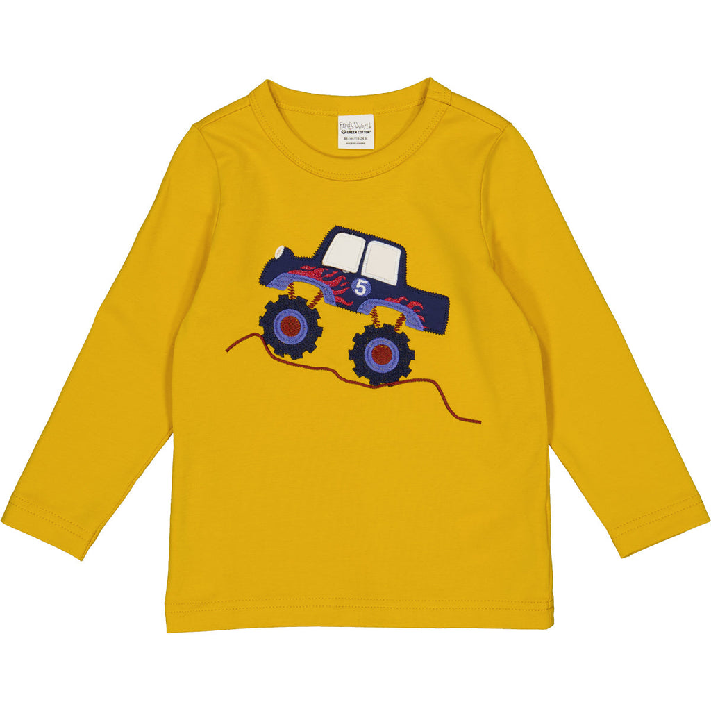 Long sleeved top- monster truck appliqué