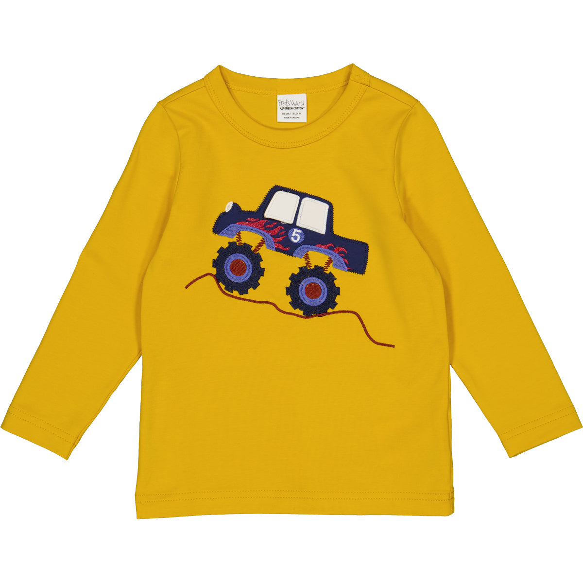 Long sleeved top- monster truck appliqué