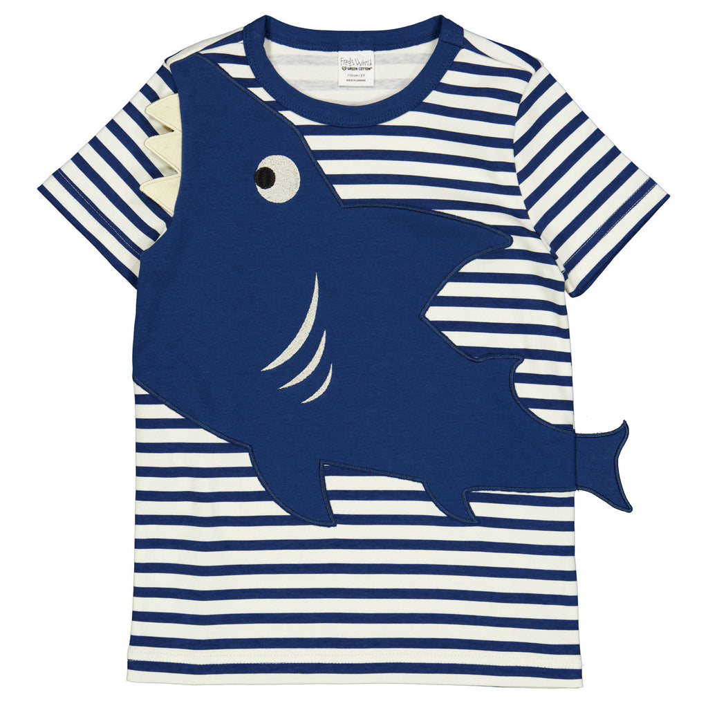 Short-sleeved t-shirt- shark appliqué