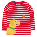 Long-sleeved t-shirt- red stripe/dog appliqué