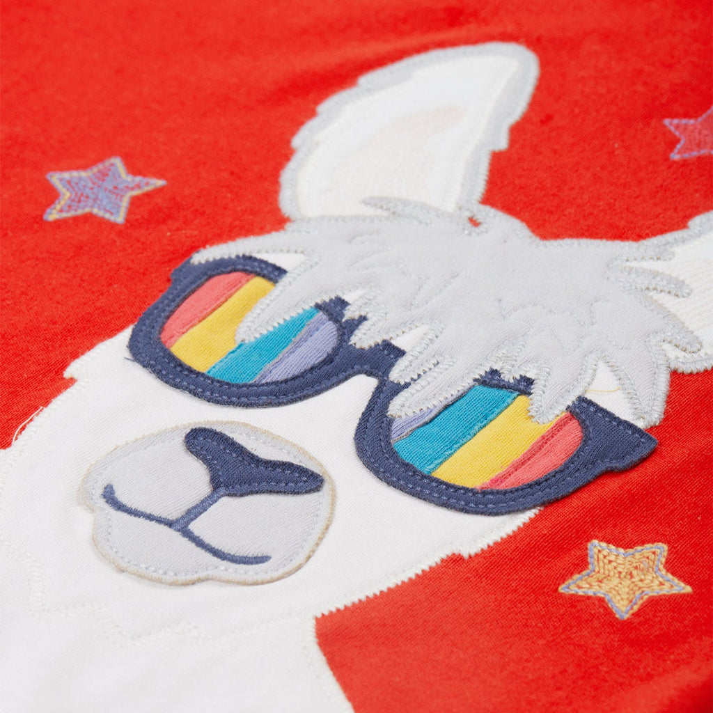 Short-sleeved t-shirt- llama appliqué