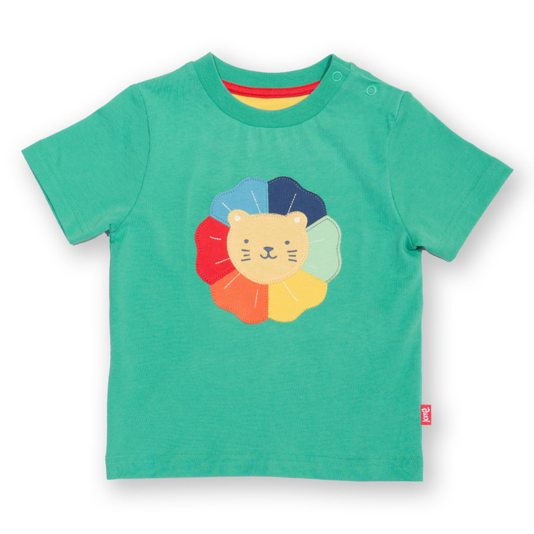Short-sleeved t-shirt- rainbow lion appliqué