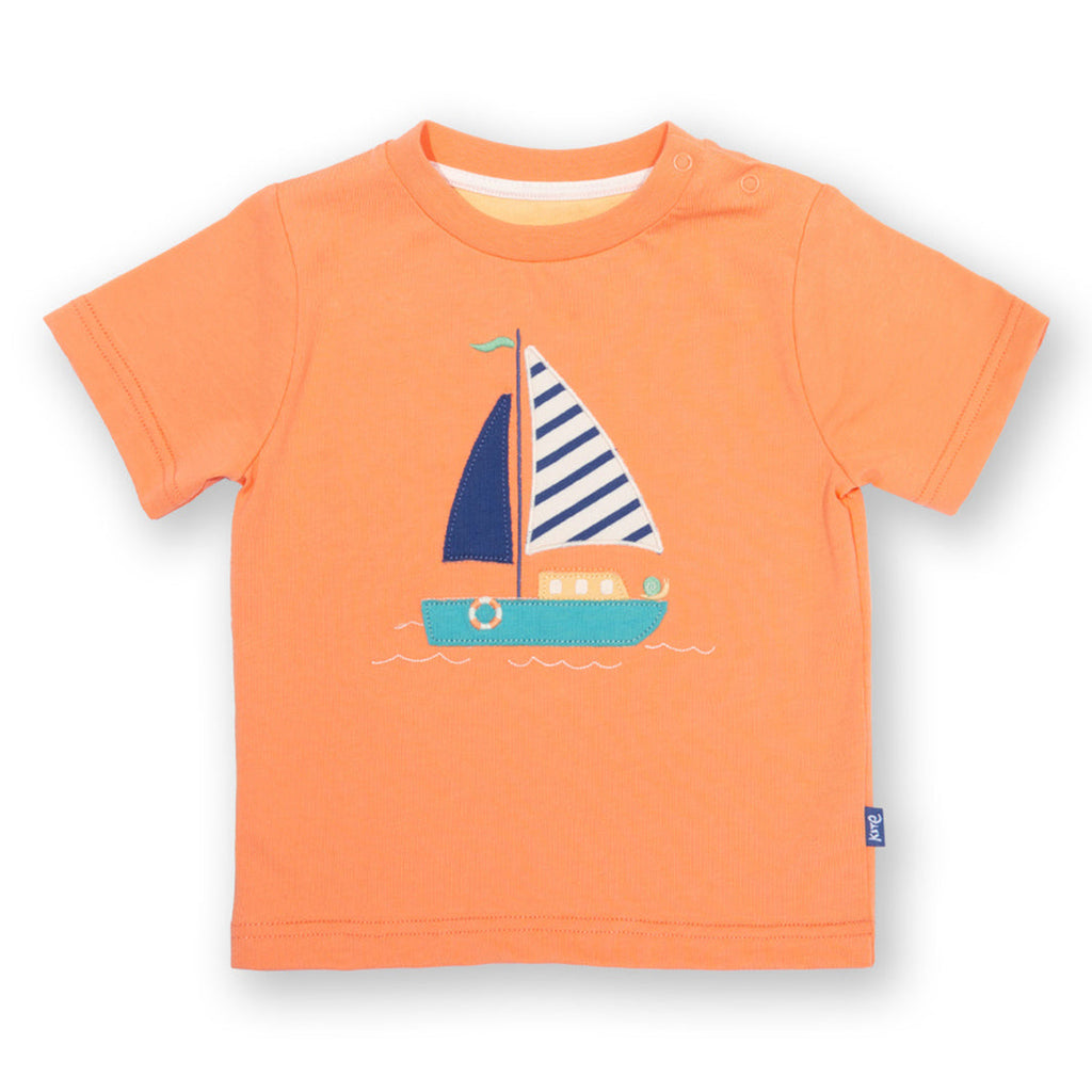 Short-sleeved t-shirt- sailing snail appliqué