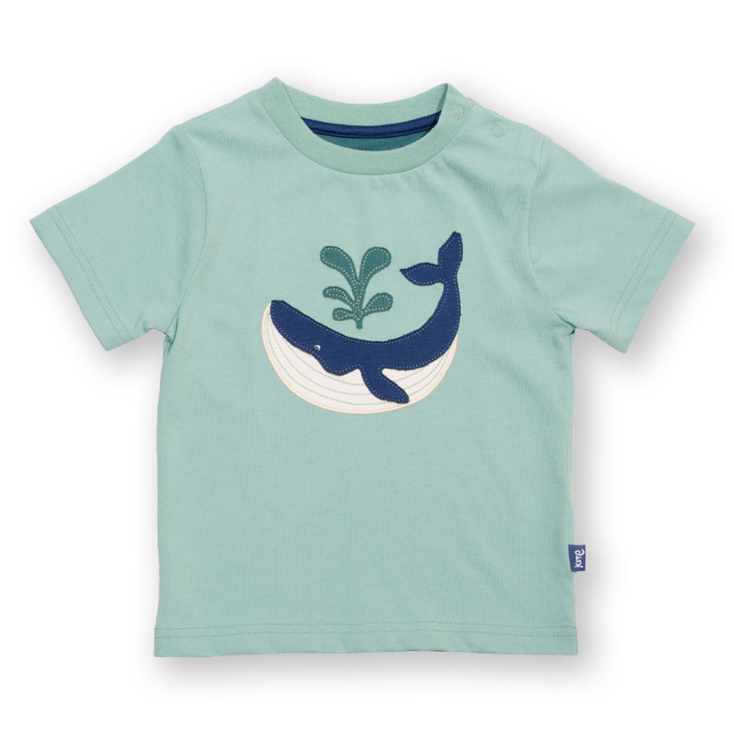 Short-sleeved t-shirt- whale appliqué