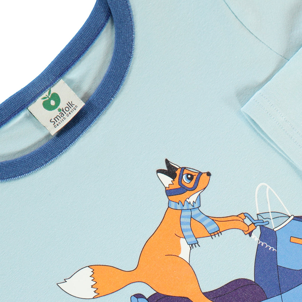 Long-sleeved t-shirt- snowmobile, stratosphere blue