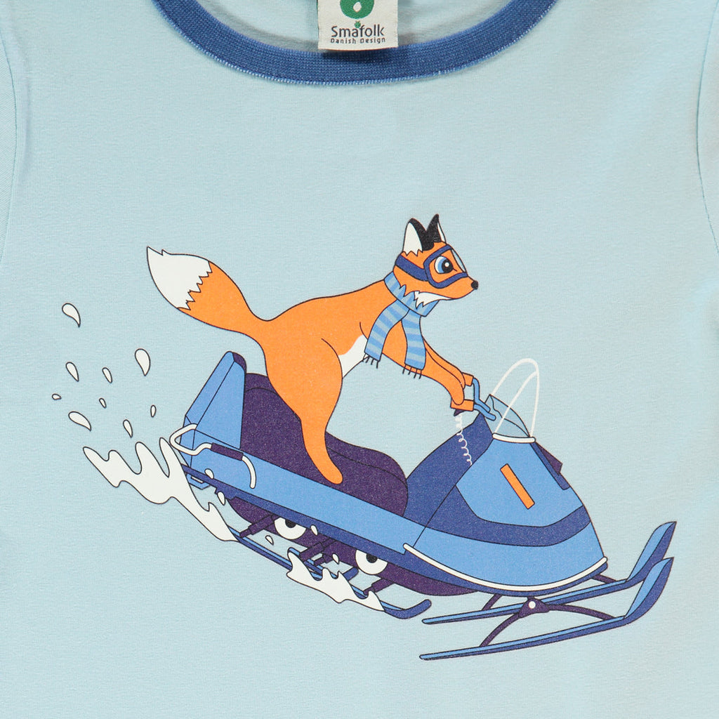 Long-sleeved t-shirt- snowmobile, stratosphere blue