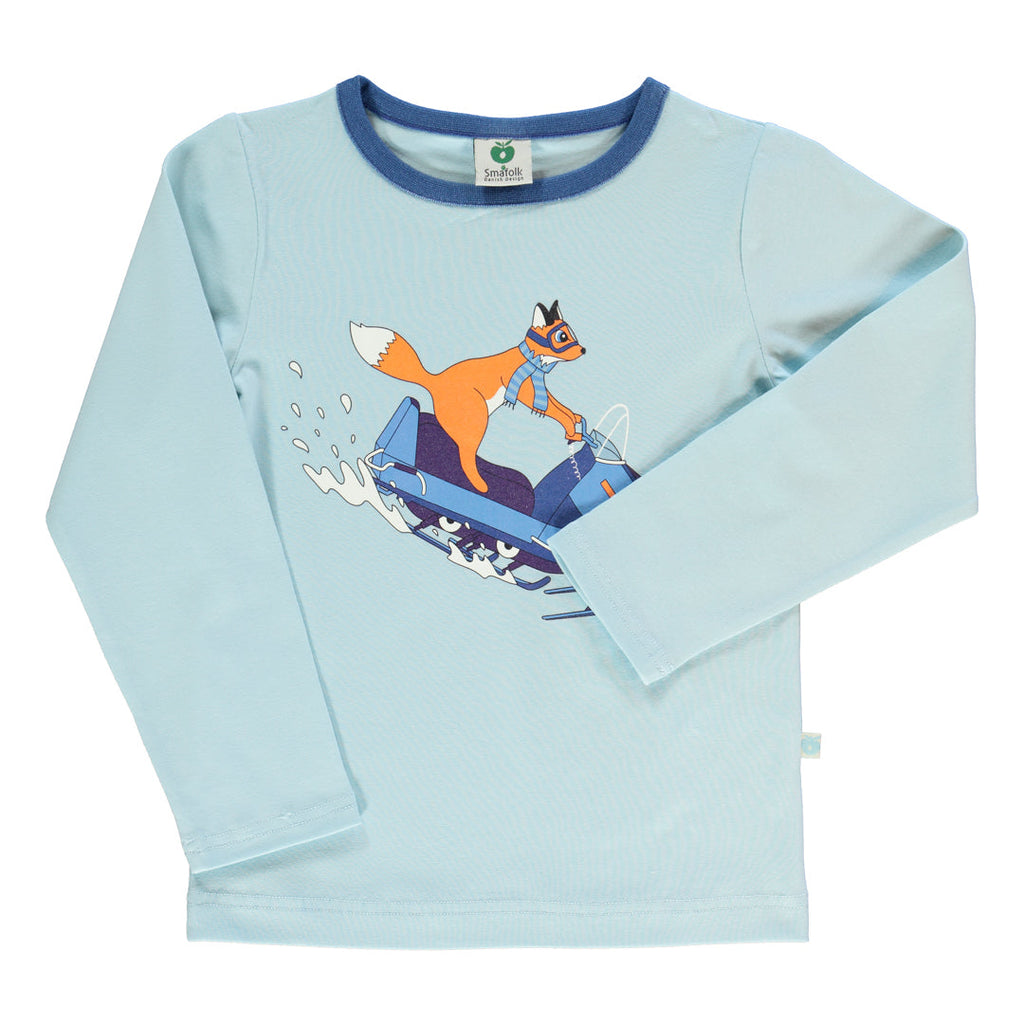 Long-sleeved t-shirt- snowmobile, stratosphere blue