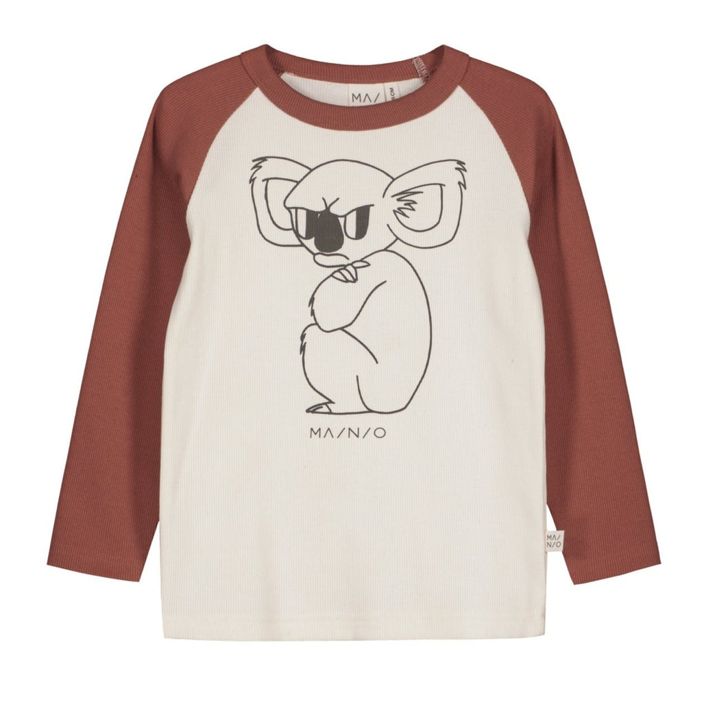 Long-sleeved ribbed t-shirt- grumpy koala