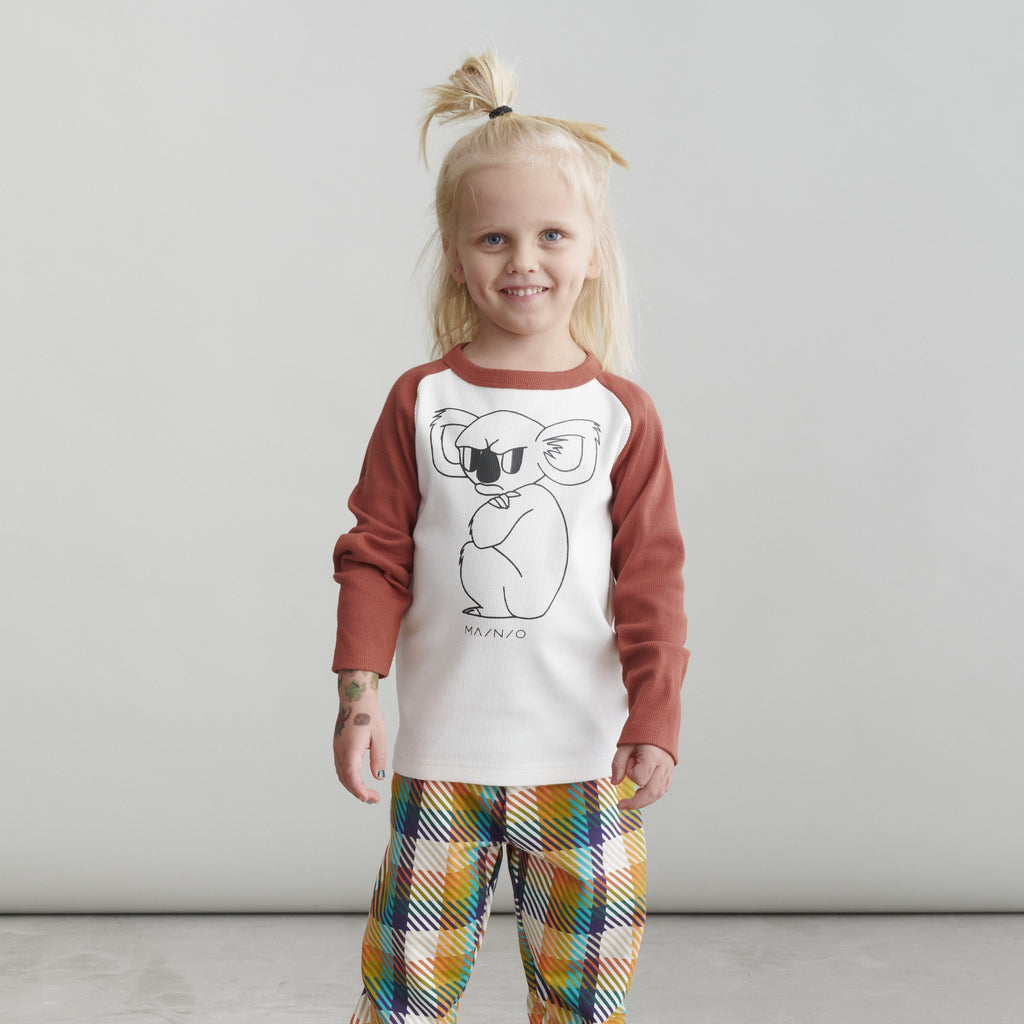 Long-sleeved ribbed t-shirt- grumpy koala