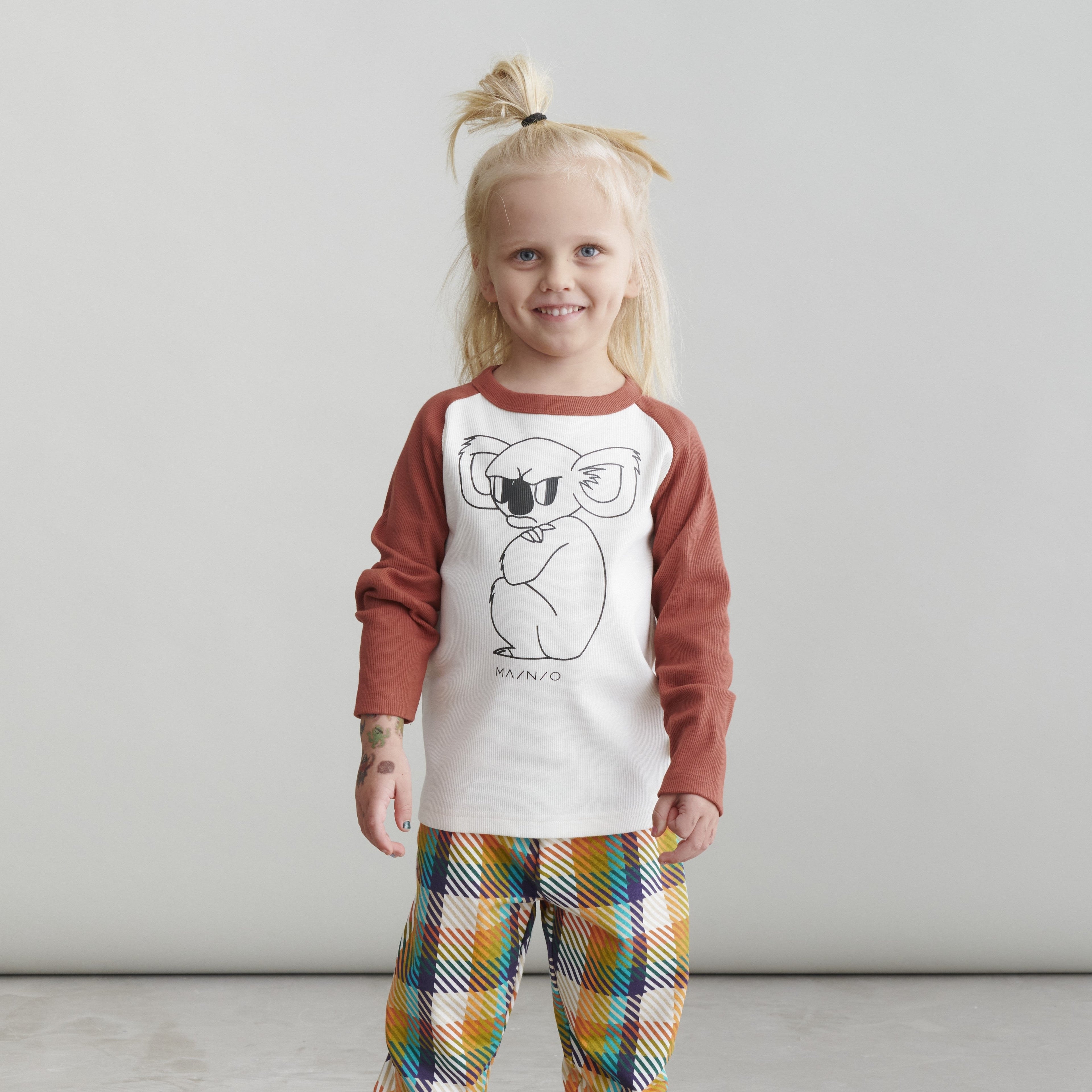 Long-sleeved ribbed t-shirt- grumpy koala