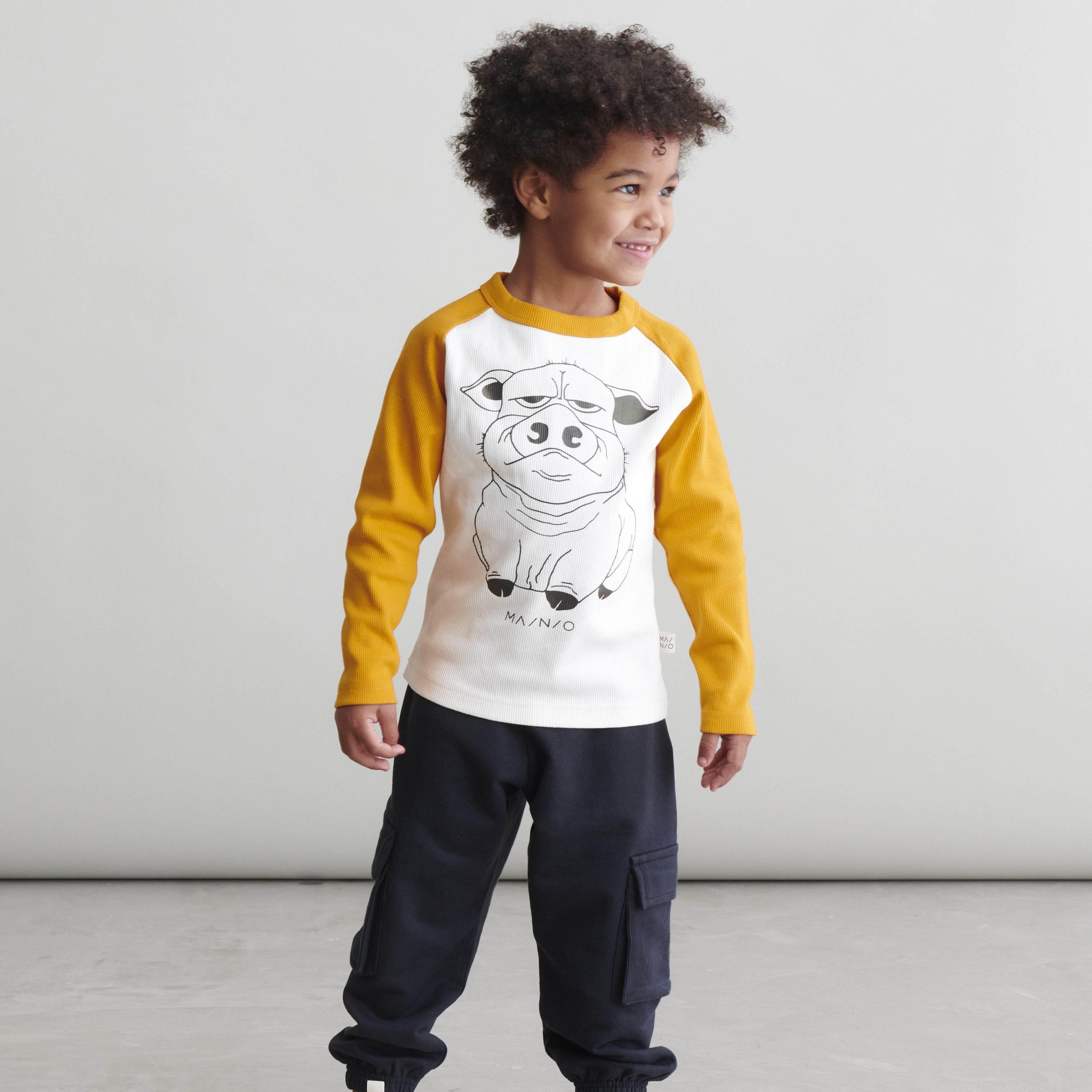 Long-sleeved ribbed t-shirt- Mr. Oink