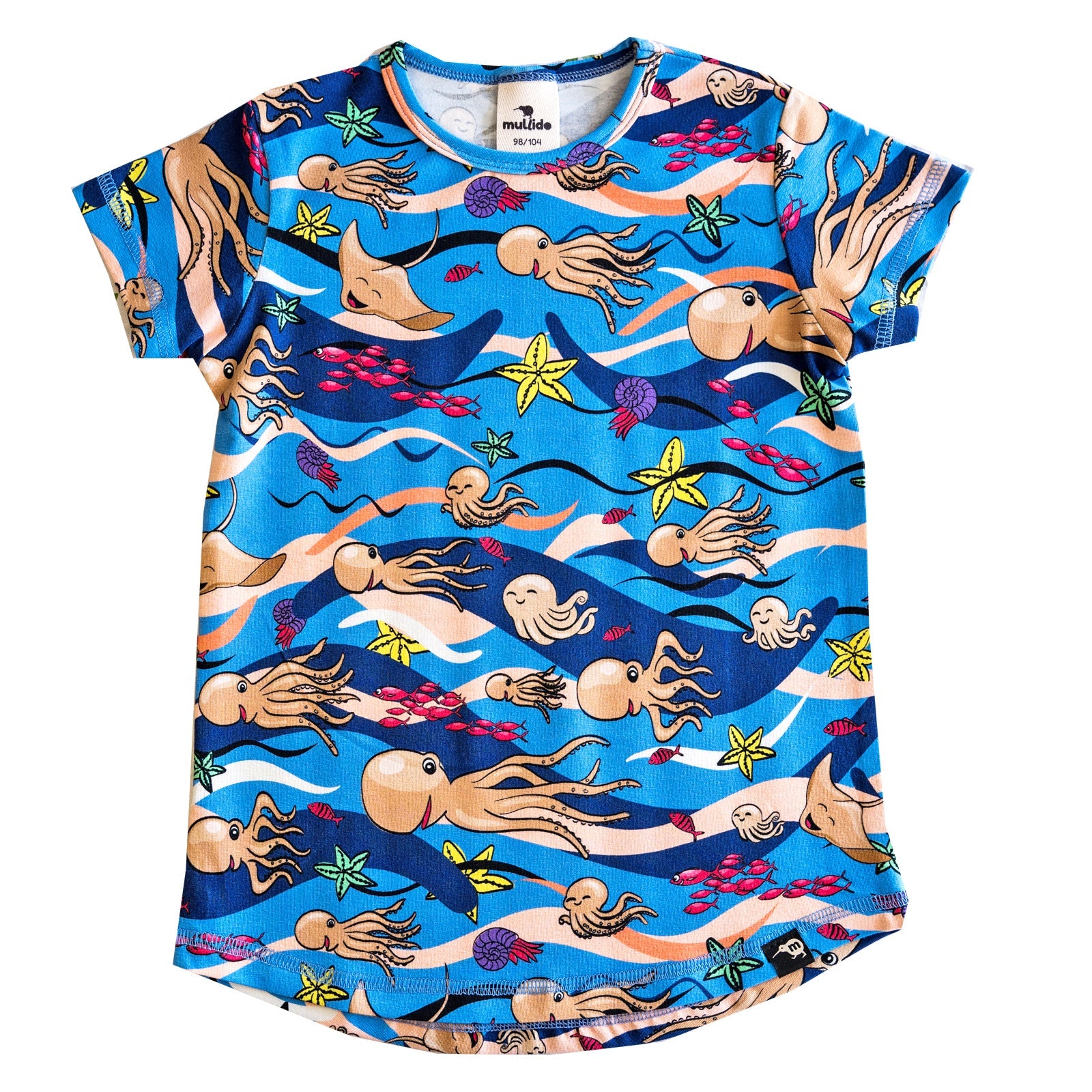 Short-sleeved t-shirt- octopus, blue