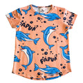 Short-sleeved t-shirt- dolphins, peach