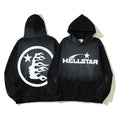 Hellstar Hoodie Vintage Distressed Crack Print Casual Loose
