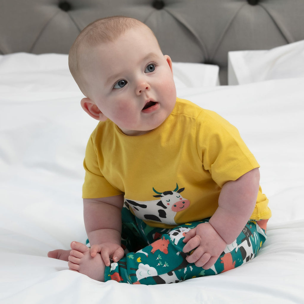 Short sleeve top- cow appliqué