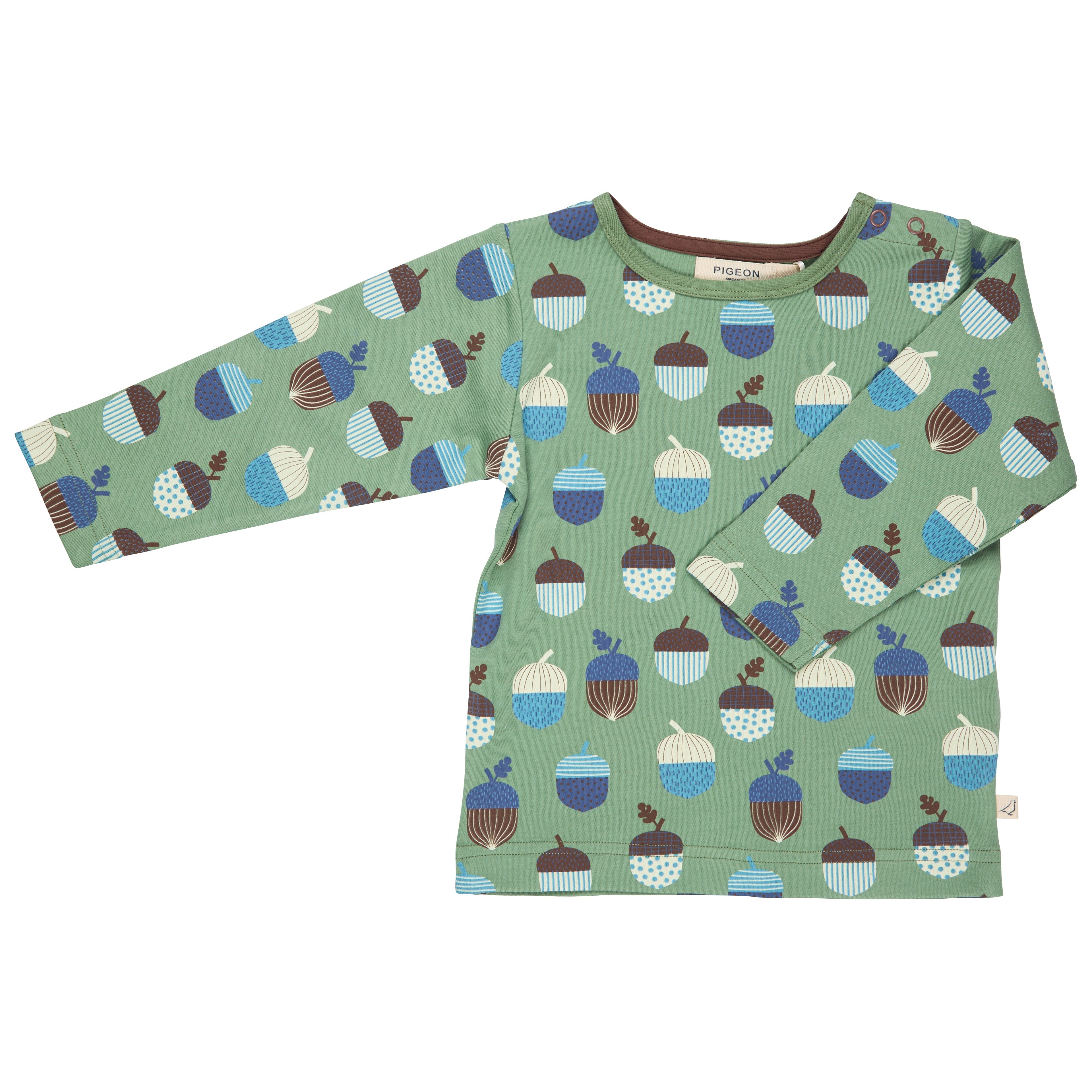Long-sleeved t-shirt- acorns, green