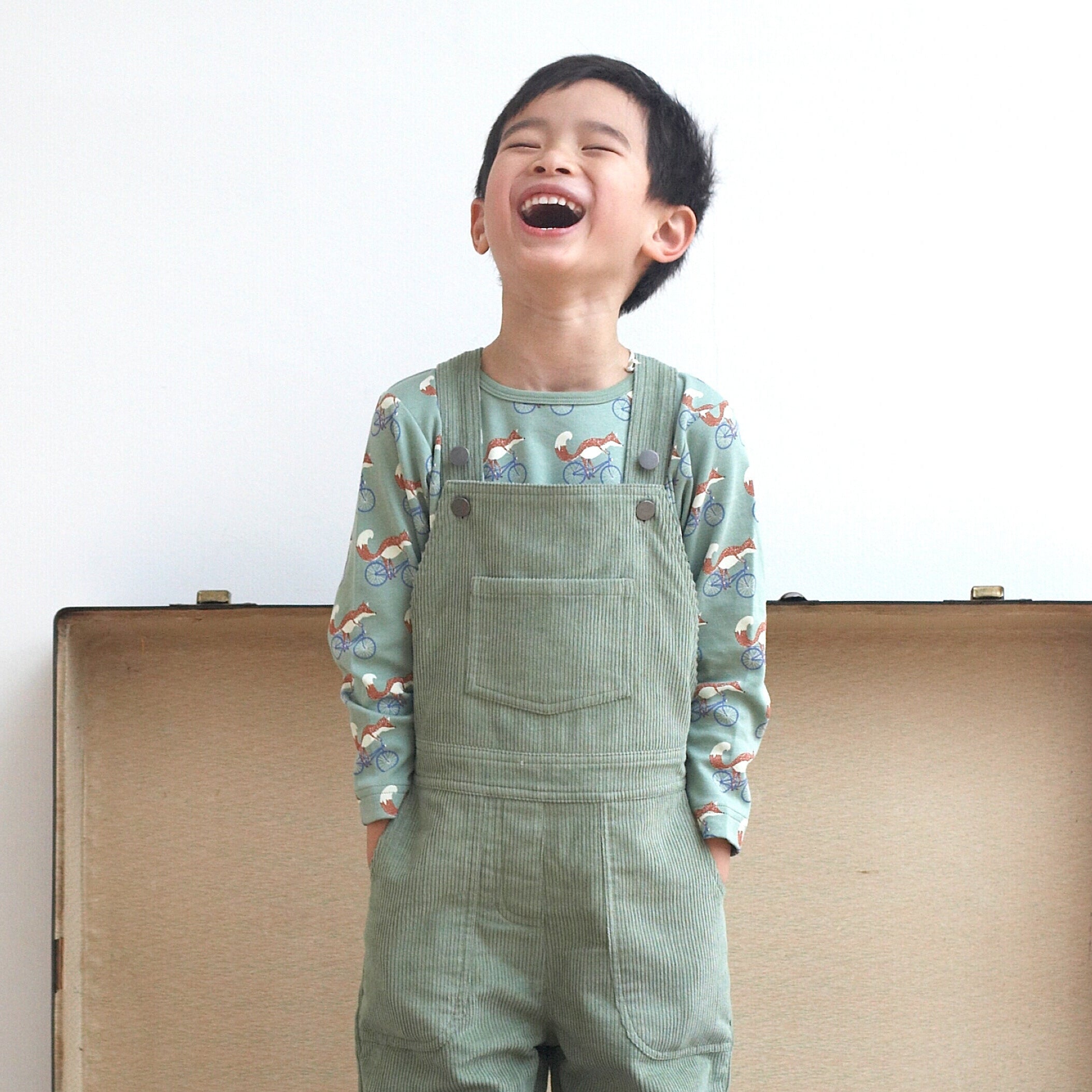 Long-sleeved t-shirt- cycling fox, green