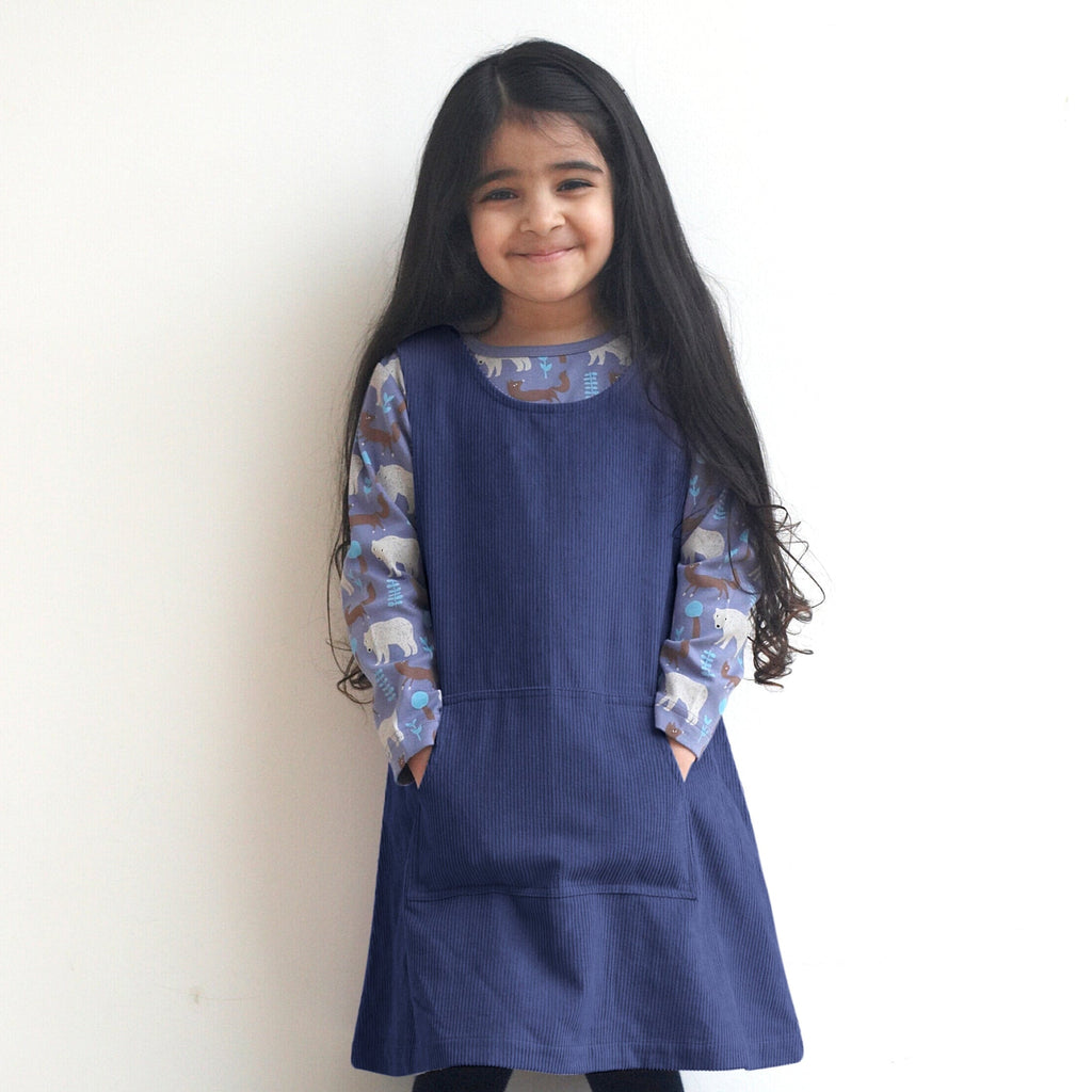 Long-sleeved t-shirt- bear & fox, blue