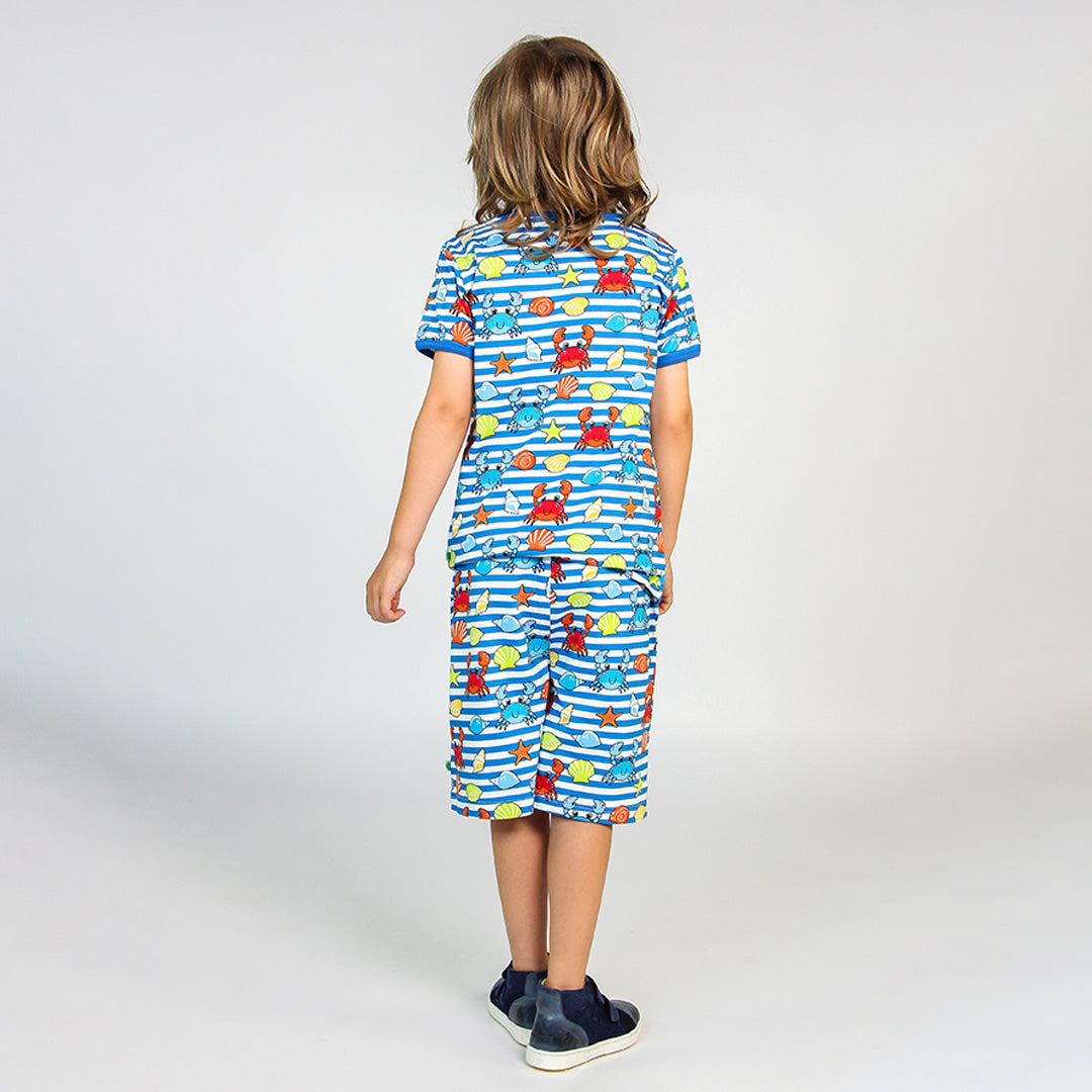 Short sleeve t-shirt- crabs, brilliant blue