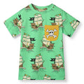 Short sleeved t-shirt- pirate ships, minty green