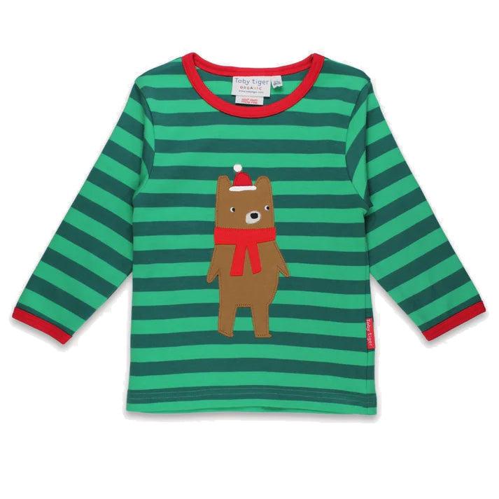 Long-sleeved t-shirt- Christmas bear appliqué