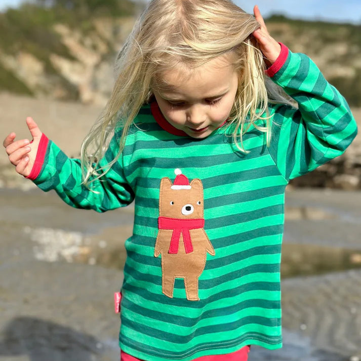 Long-sleeved t-shirt- Christmas bear appliqué