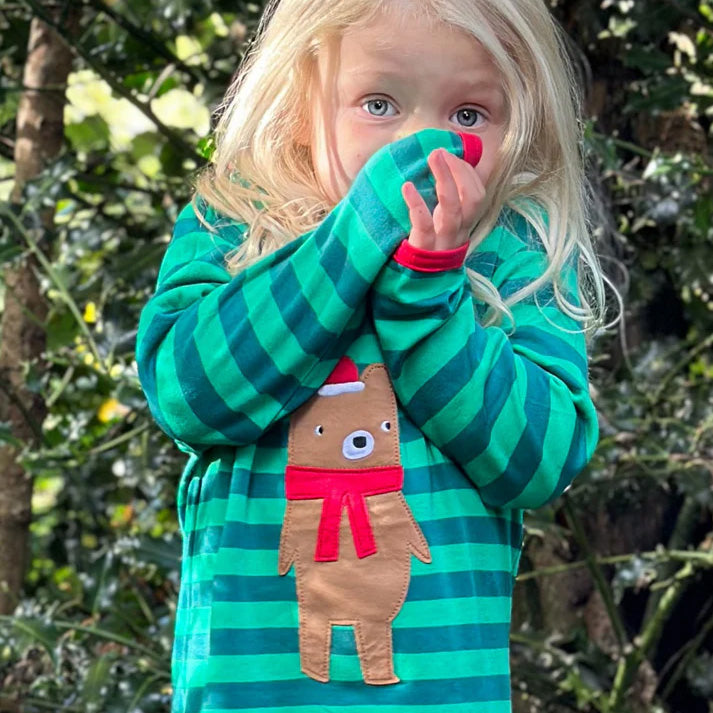Long-sleeved t-shirt- Christmas bear appliqué