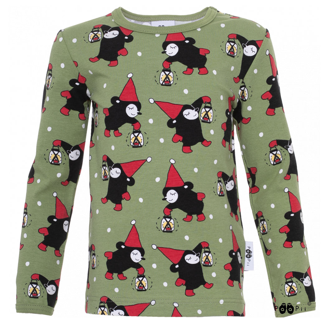Uljas long sleeve shirt- green & red elf