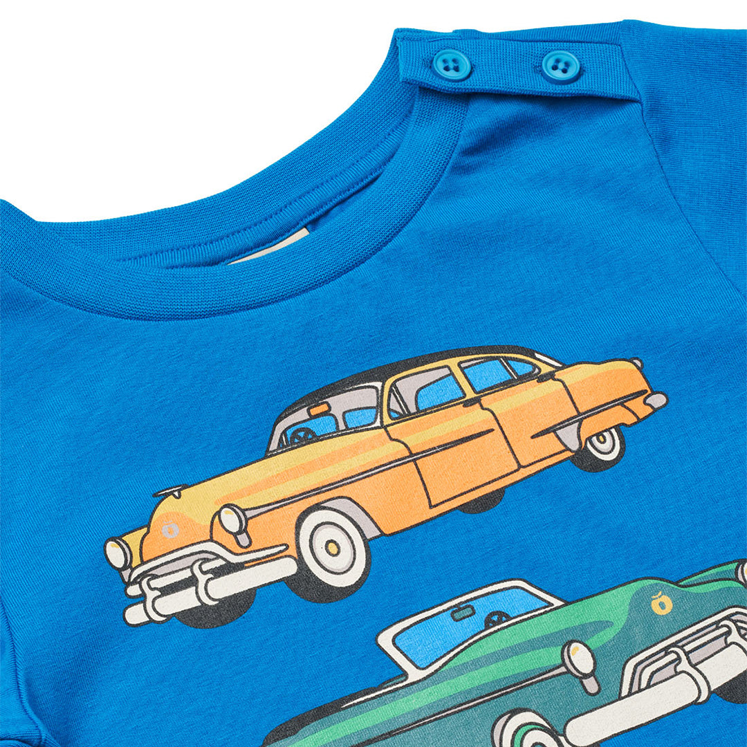 Long-sleeved t-shirt- cars, brilliant blue