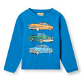 Long-sleeved t-shirt- cars, brilliant blue