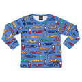 Long sleeved top- race cars, nautic blue