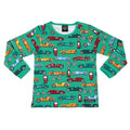 Long sleeved top- race cars, verdant green