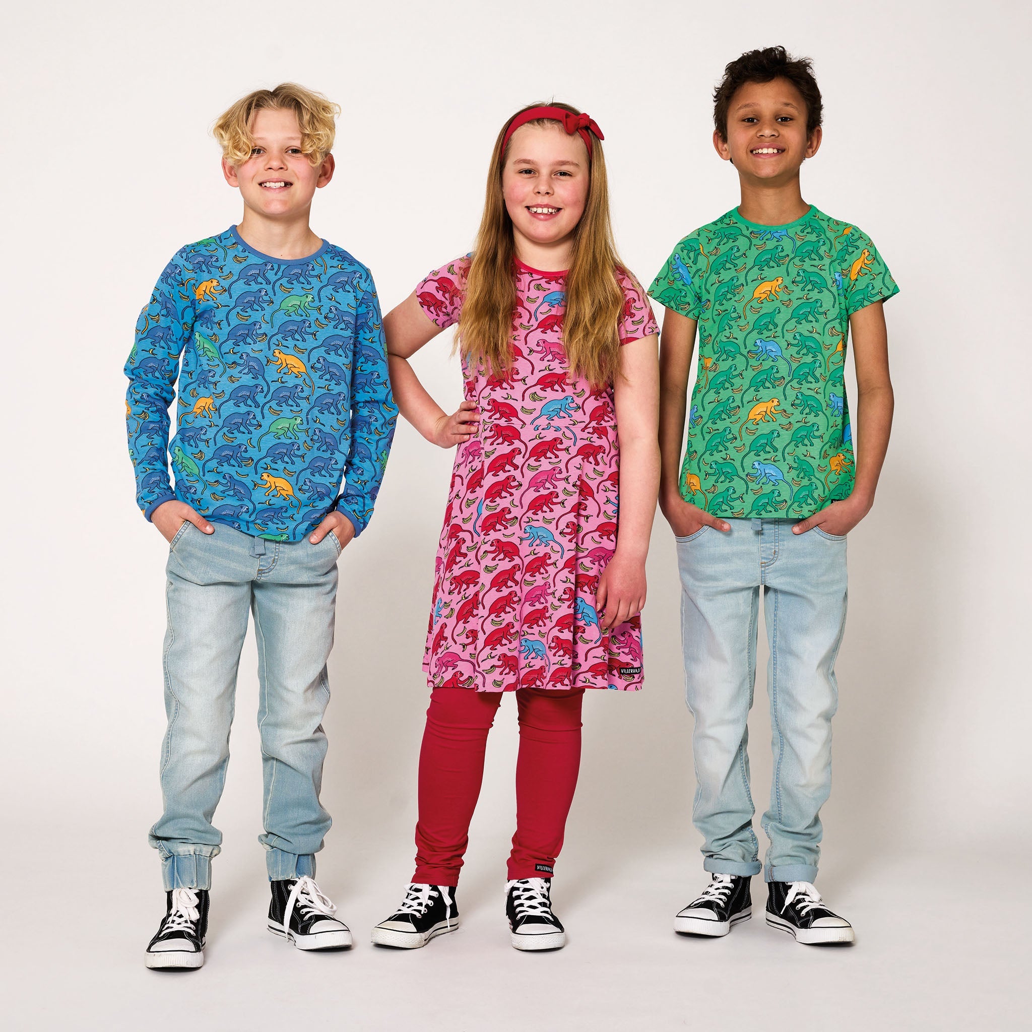 Short-sleeved t-shirt- monkey, fern green