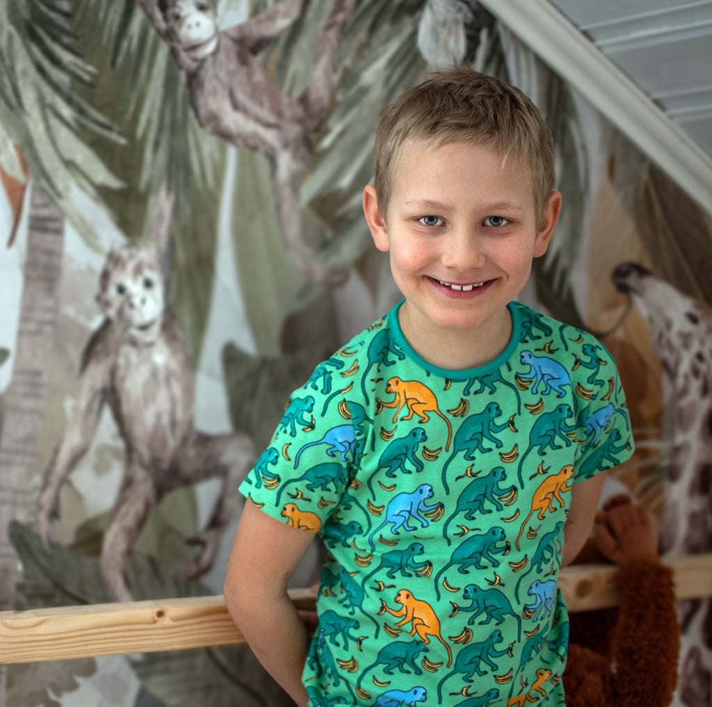 Short-sleeved t-shirt- monkey, fern green