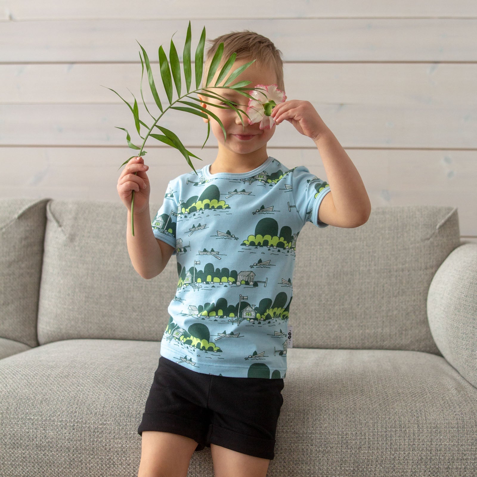 Visa short sleeve shirt- light blue archipelago: Size 2Y