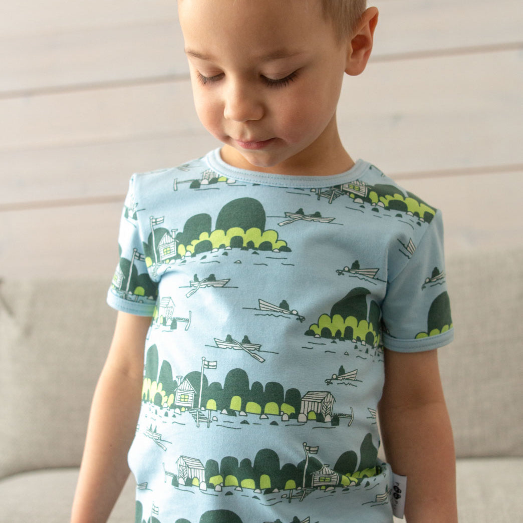 Visa short sleeve shirt- light blue archipelago: Size 2Y
