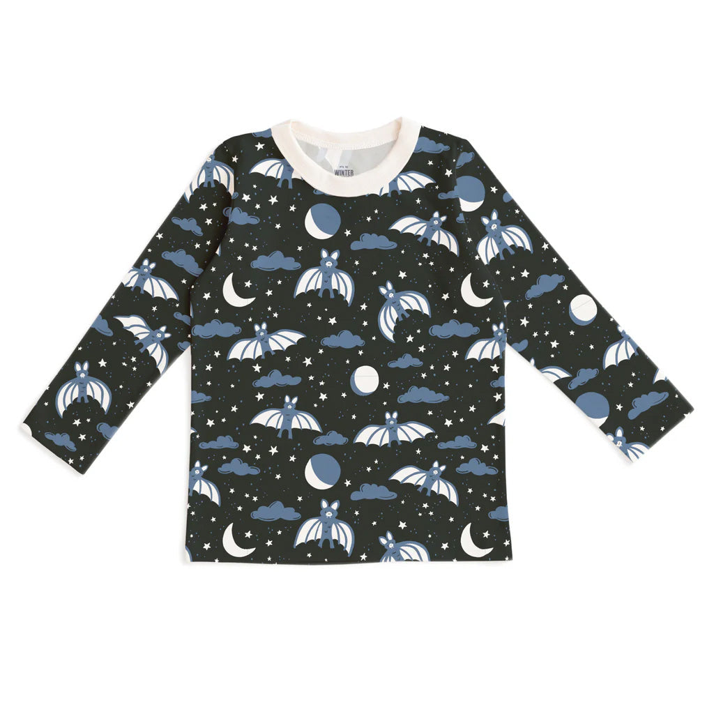 Long sleeve tee- blue & black bats