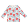 Long sleeve tee- sky blue popcorn